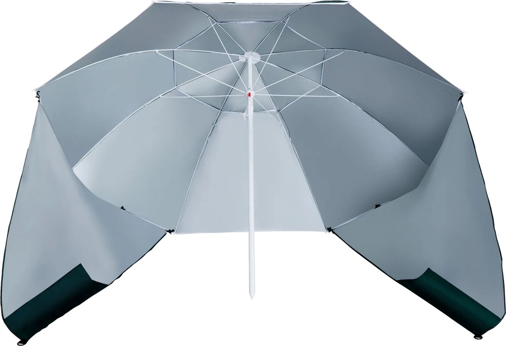 Outsunny 2 az 1-ben Strandernyő Napernyő Strandtábor Sötét Zöld Φ210xH222cm | Aosom