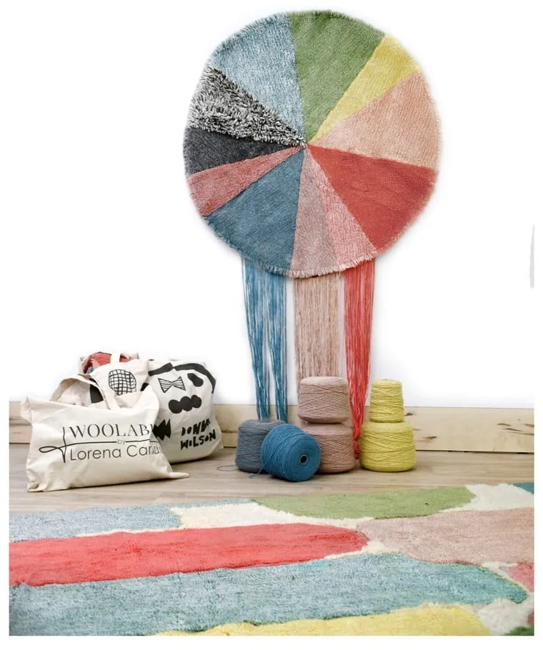 Mosható kézi szövésű gyapjú gyerek szőnyeg ø120 cm Pie Chart – Lorena Canals