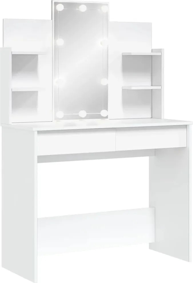 vidaXL fehér fésülködőasztal LED-del 96x40x142 cm
