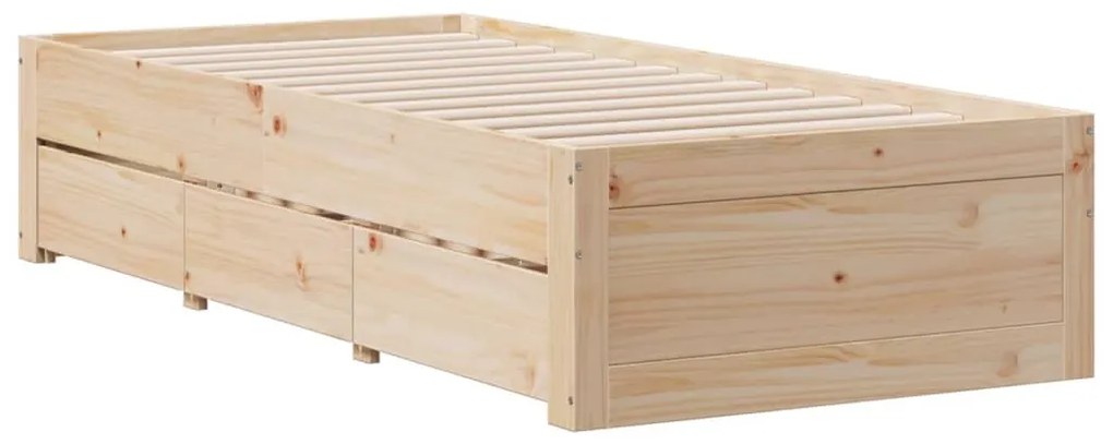 tömör fenyőfa fiókos ágykeret matrac nélkül 90 x 190 cm