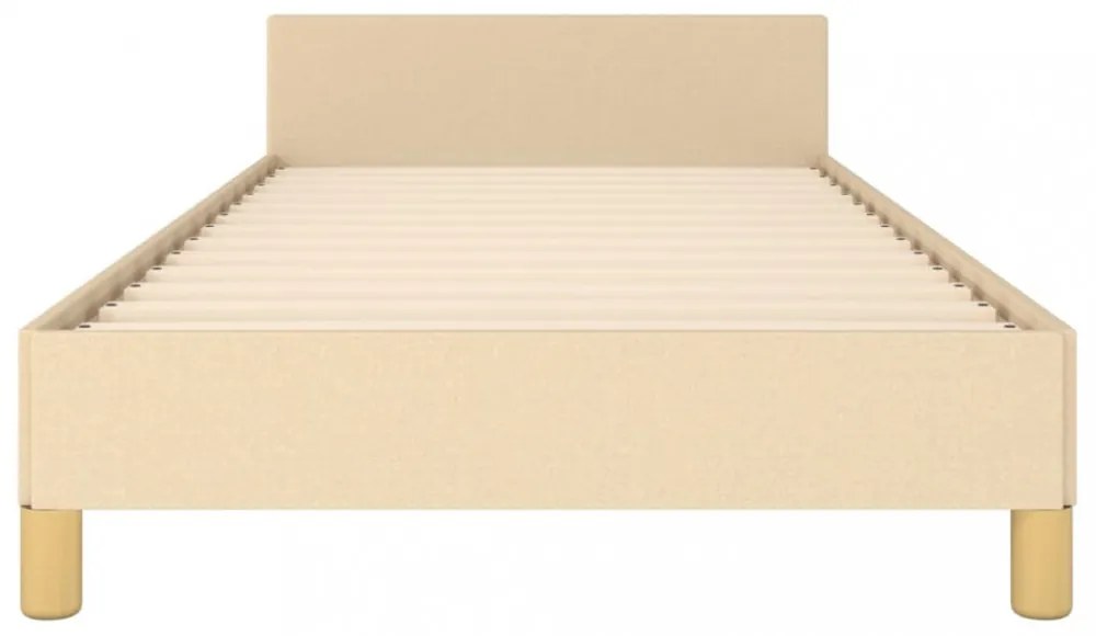 krémszínű szövet ágykeret fejtámlával matrac nélkül 90x200 cm
