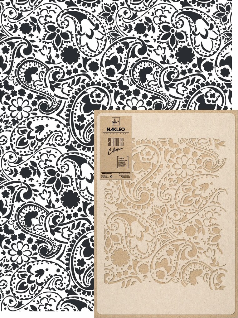Festősablon Ismételhető Többször felhasználható 59x95cm Tapéta Paisley Minta Virágok