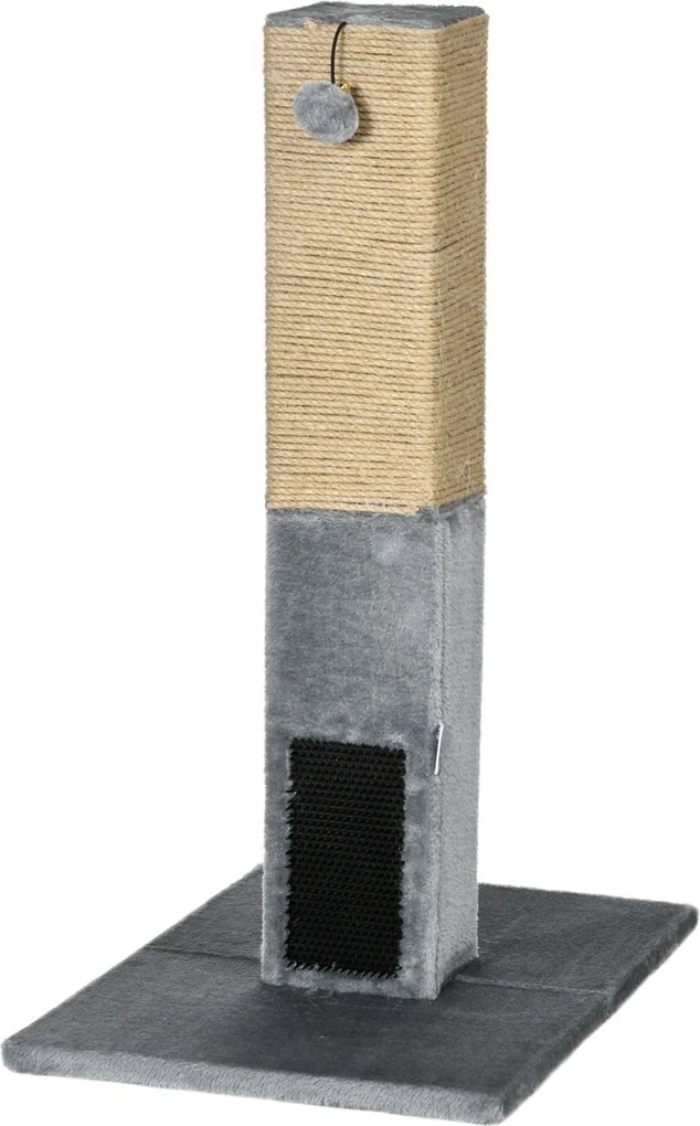 PawHut 79 cm-es Macska Kaparóoszlop Függő Labdával és Jutaoszlop 59.5x39x79 cm Szürke | Aosom