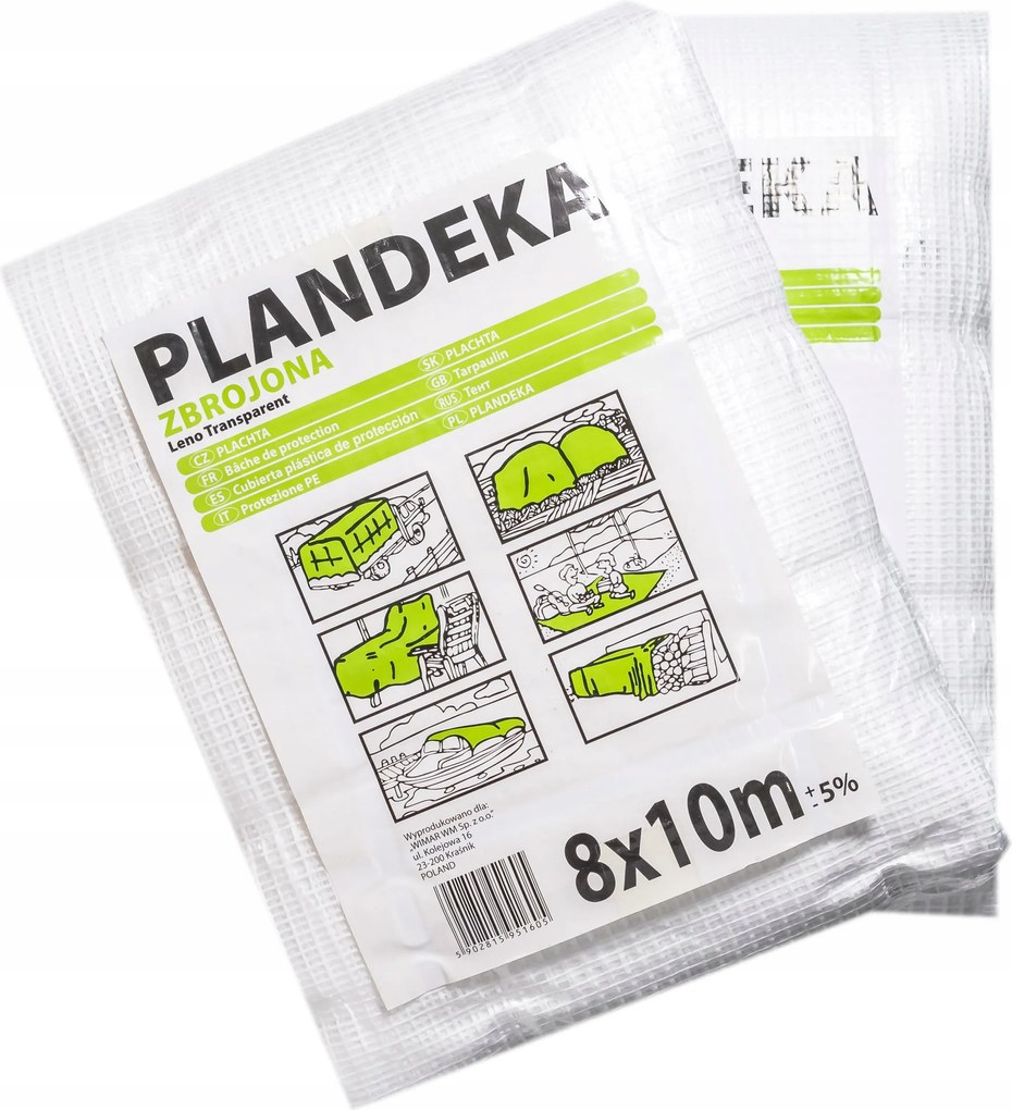 Pe Ponyva Erősített, 100g/m2 , átlátszó leno 5902815951520 5x8m