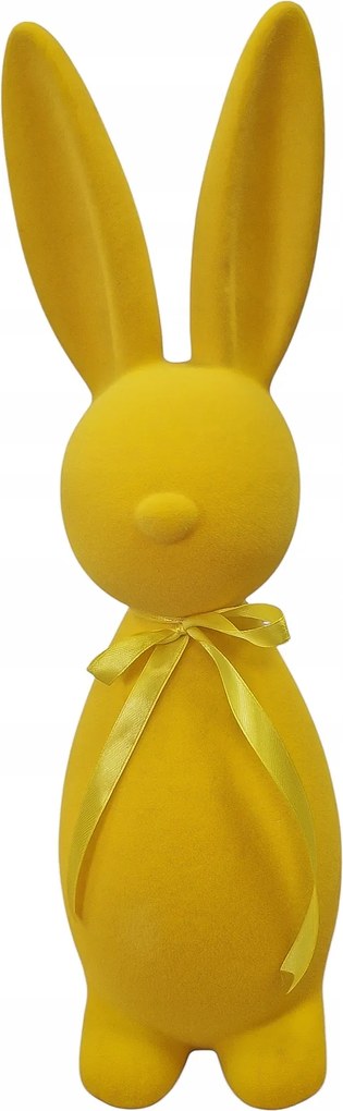 Húsvéti figura Nyuszi Dekoráció Flokkolt masnival Közepes Sárga