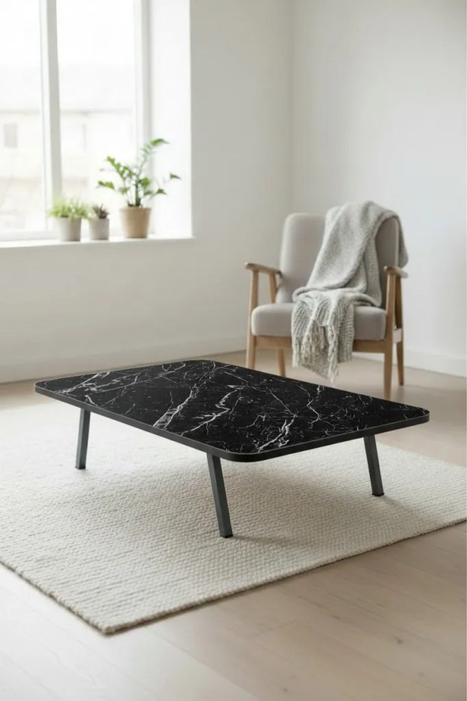 Étkezőasztal, fekete márvány, 90 cm – RMS2Y01