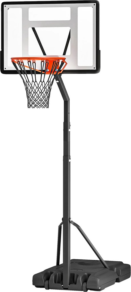 HOMCOM Állítható Kosárlabda Gyűrű Kerekes Töltőanyaggal Ellátott Alap 302-352 cm Magassággal Gyerekek és Felnőttek Számára Fekete | Aosom