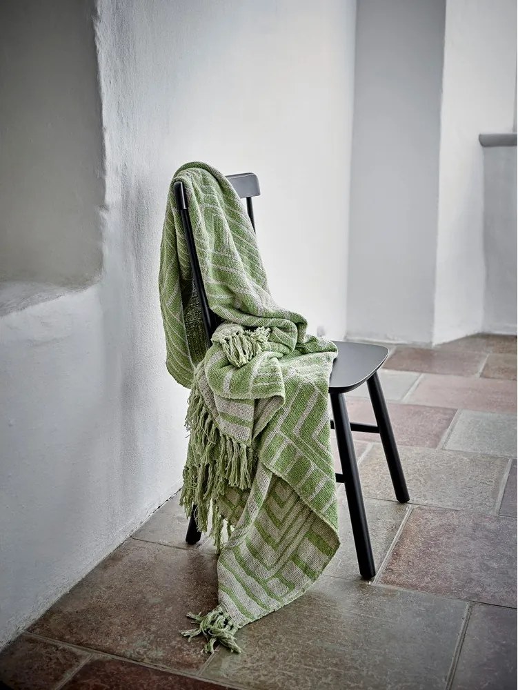 Zöld pamutkeverék takaró 130x155 cm Velva – Bloomingville