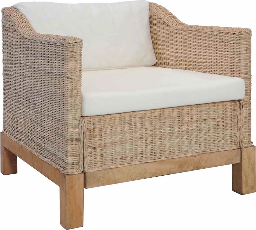 vidaXL természetes rattanfotel párnákkal
