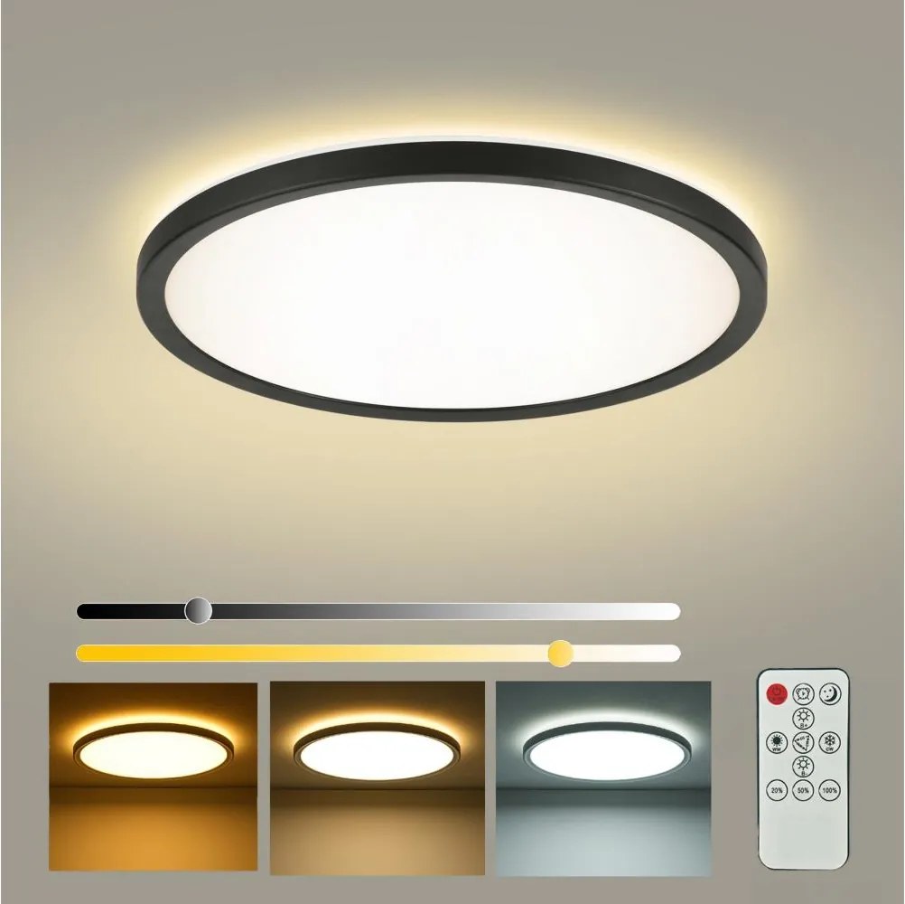 Brilagi - LED dimmelhető lámpatest ULTRA SLIM LED/24W/230V átm. 42 cm fekete + távirányító