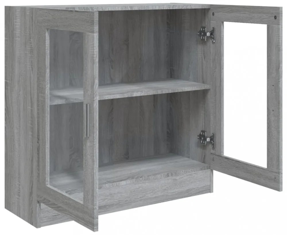 szürke sonoma színű szerelt fa vitrinszekrény 82,5x30,5x80 cm