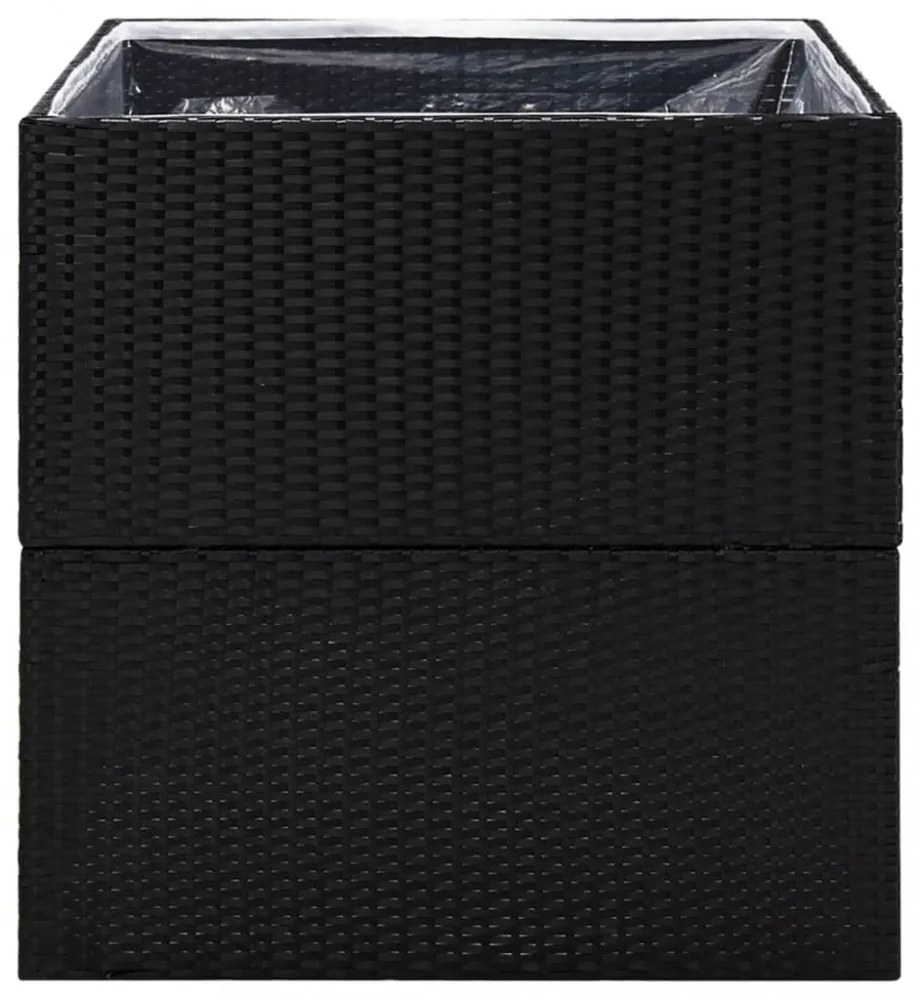 fekete polyrattan kerti ültetőláda 80x80x80 cm