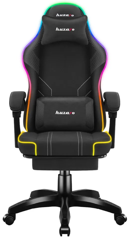 Gamer szék Space RGB lábtartóval fekete
