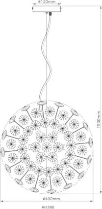 Globo 64135H1 Csillár fém arany színű, átlátszó K9 kristályok, kábel PVC átlátszó, magasság rövidíthető, ø: 400mm, M: 1500mm, izzókkal/10676/: 8x G9 LED 3.5W 230V, 350lm forrás, 350lm kimenet, 3000K