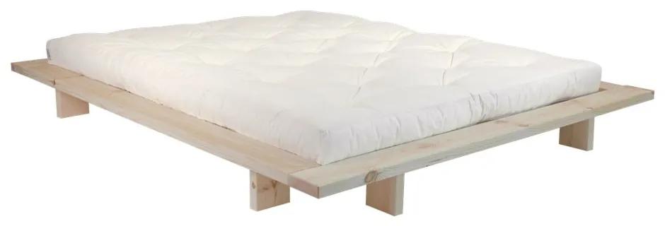 Japan Comfort Mat Raw/Natural borovi fenyőfa franciaágy matraccal, 160 x 200 cm - Karup Design
