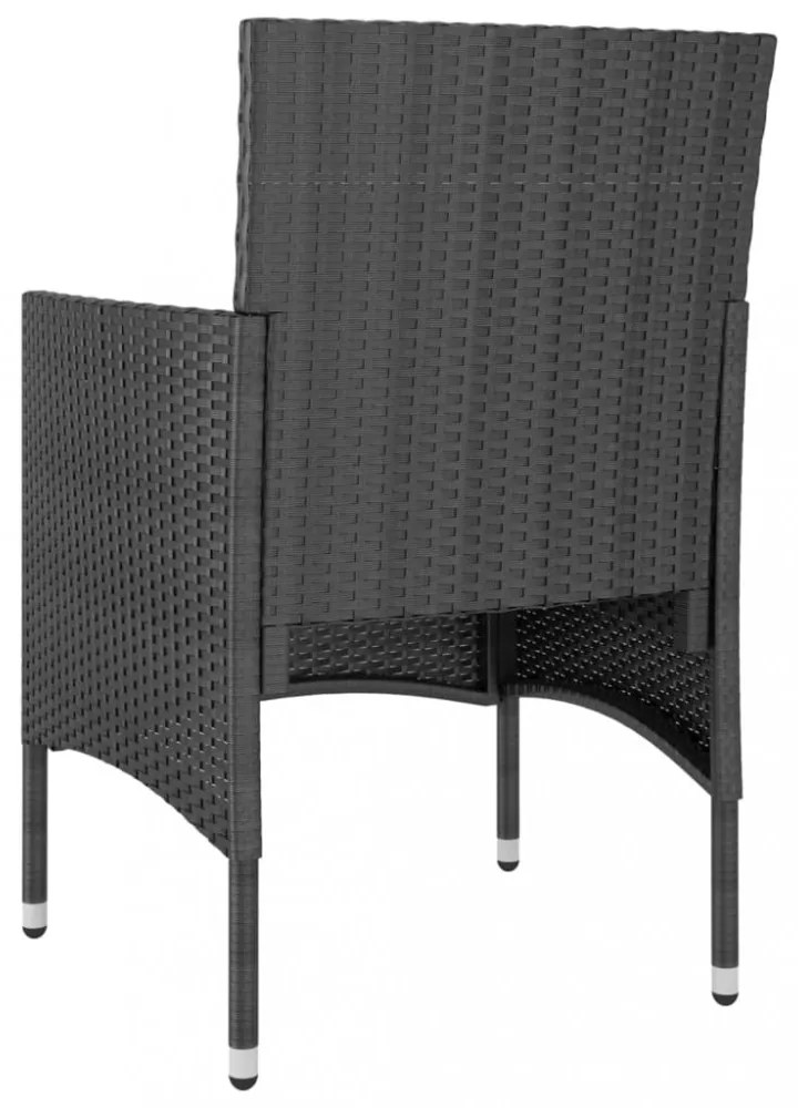 4 részes fekete kerti polyrattan szék- és zsámolyszett