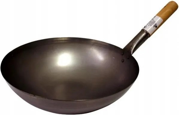 Szénacél Wok 30cm Lekerekített
