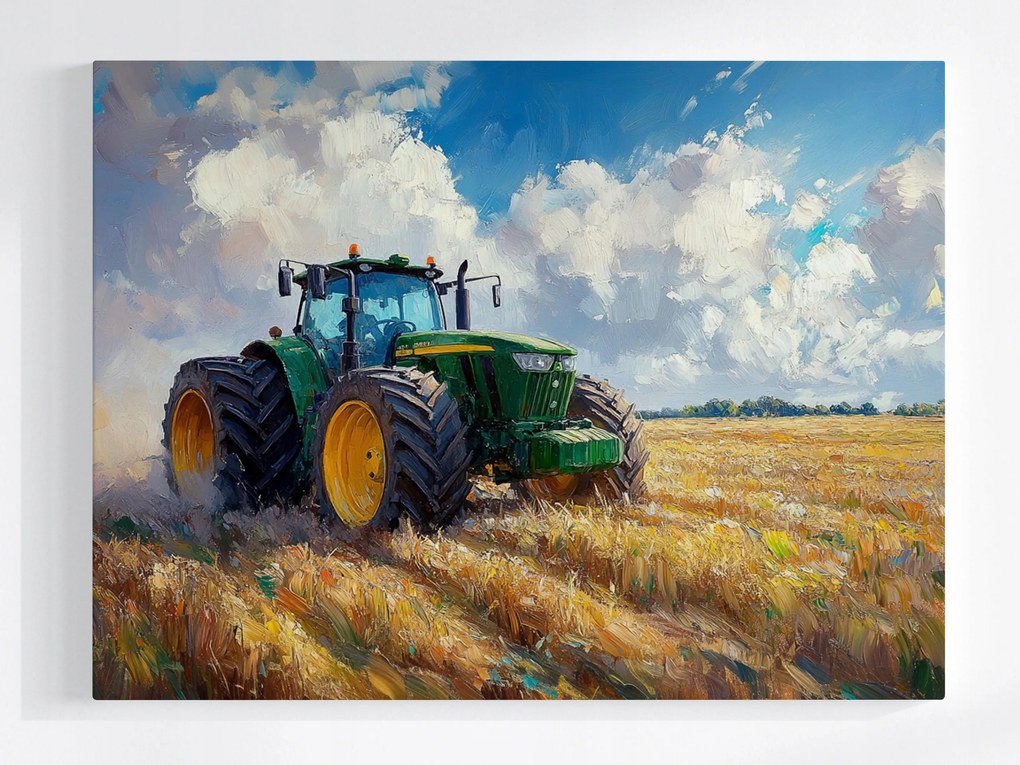 Poszter Falu Mezőgazdaság Mező Traktor Aratás Gabona 100x75