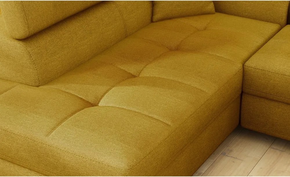 Sárga kinyitható-tárolóhelyes sarokkanapé (bal oldali-L alakú) Anton – ELTAP
