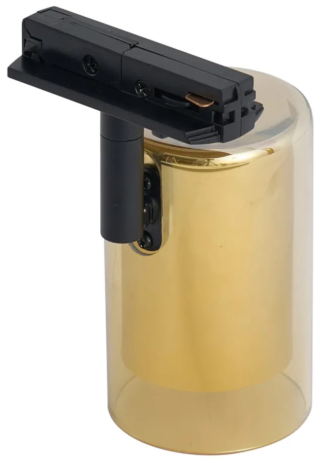 Modern arany színű spotlámpa borostyán üveggel 1 fázisú sínrendszerhez - Iconic Lloyd