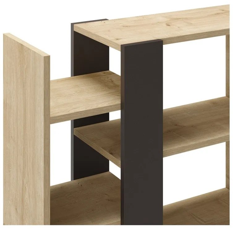 Fekete-natúr színű könyvespolc tölgyfa dekorral 80x152 cm Axel – Marckeric