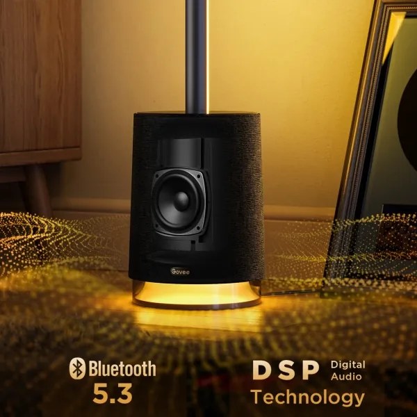 Govee - LED Állólámpa hangszóróval Pro RGBICWW Wi-Fi + + távirányító
