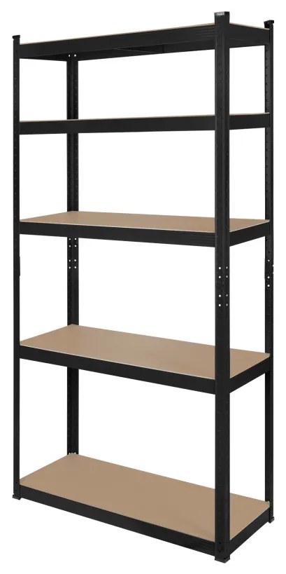 Polcos fém állvány 2 az 1-ben 5 polc garázshoz 180x90x40cm polconkénti teherbírással 750kg fekete