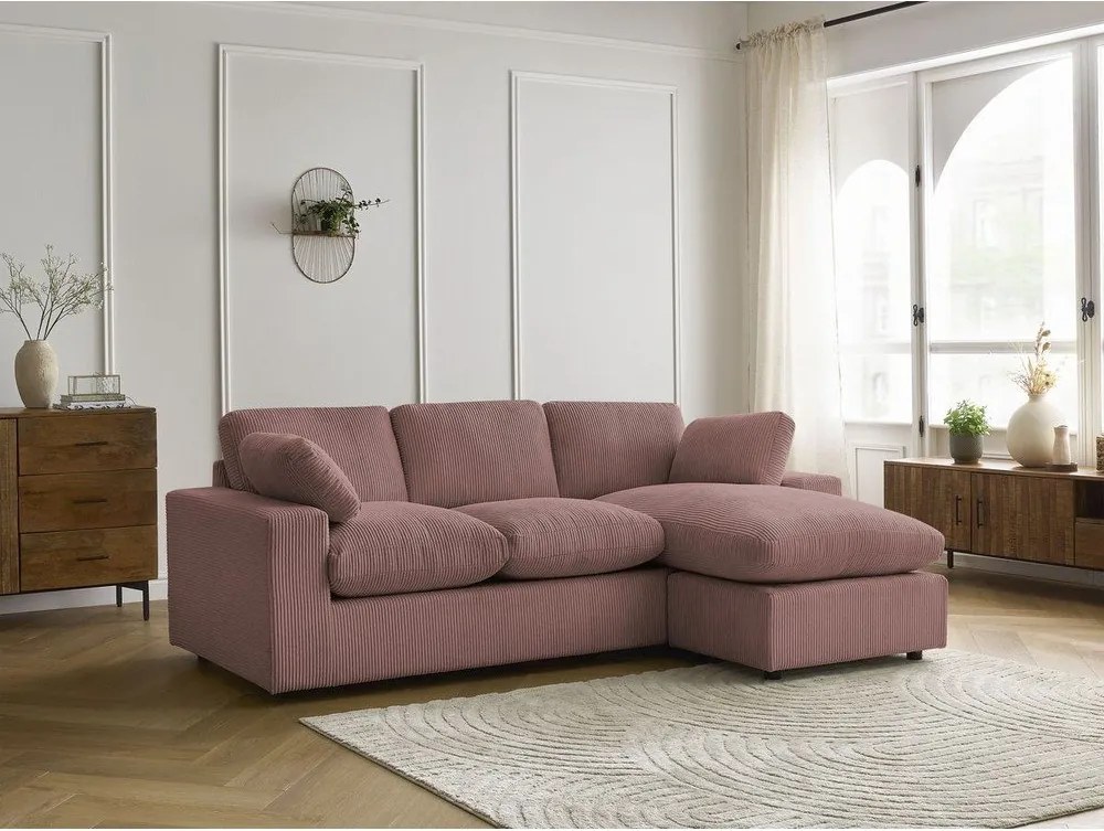 Rózsaszín kordbársony sarokkanapé Belair – Bobochic Paris