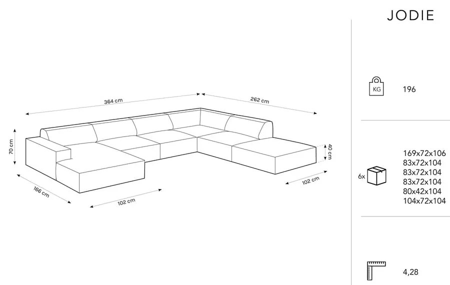 Bézs buklé szövet sarokkanapé (jobb oldali) Jodie – Micadoni Home