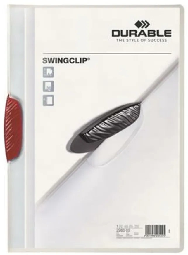 Gyorsfűző, klipes, A4, DURABLE Swingclip&amp;reg; 30, piros (DB226003)