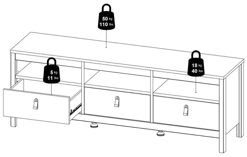 Szürkésbézs TV-állvány 151x54x38 cm Madrid – Tvilum