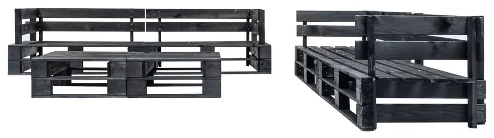 vidaXL 6 részes fekete fa kerti raklap-ülőgarnitúra