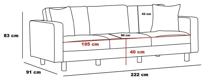 3 személyes kanapé Berlin - Krém, Arany