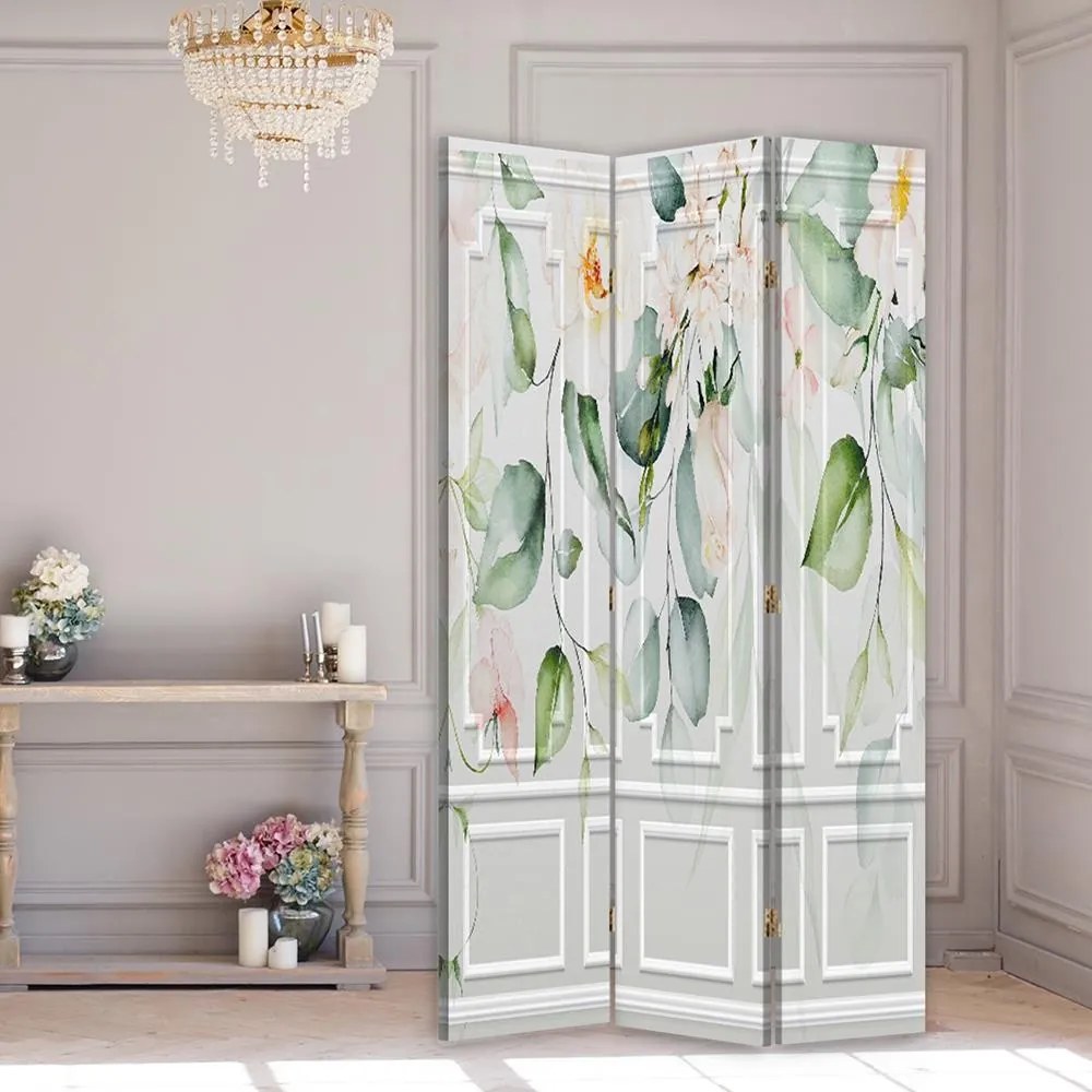 Gario Paraván Zöld levelek Méret: 145 x 170 cm, Kivitelezés: Klasszikus paraván