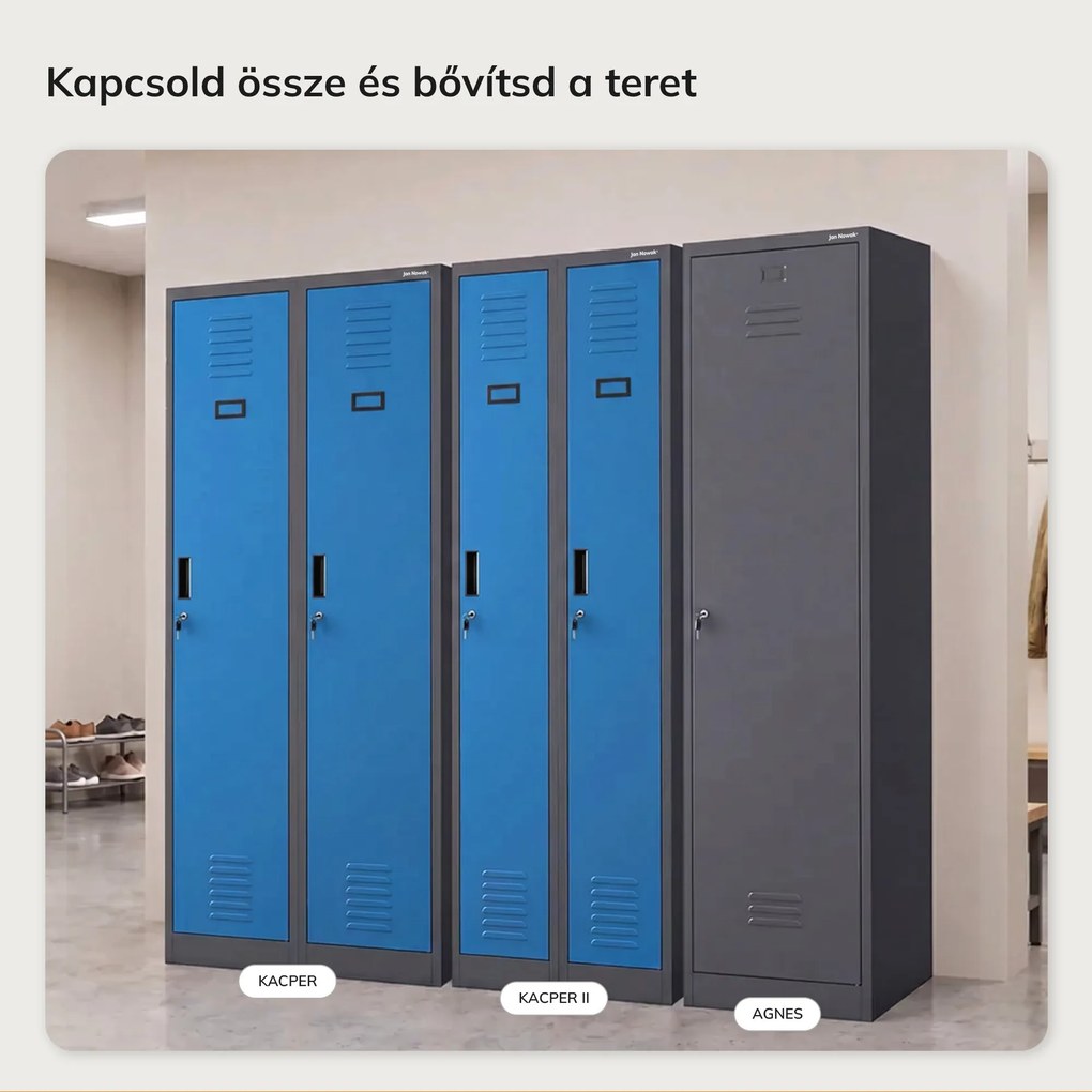 Kétrekeszes dolgozói szekrény, antracit-kék, 600x1800x500 mm: KACPER II