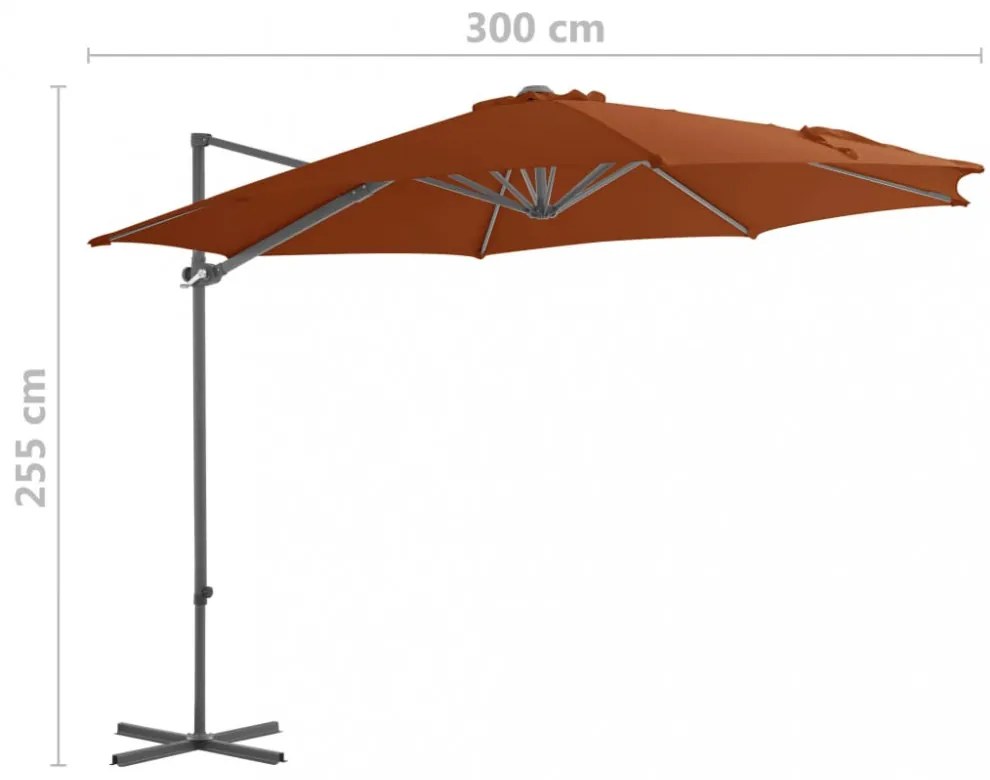 terrakotta konzolos napernyő acélrúddal 300 cm