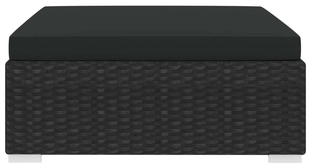 1 db fekete polyrattan moduláris lábtartó párnával