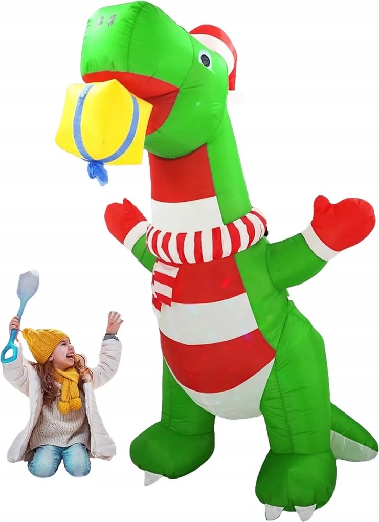Felfújható dinoszaurusz Karácsonyi Dekoráció Led Kerti Dekoráció 240cm