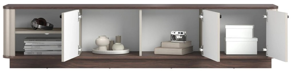 Vesper 3D TV-szekrény 187 cm talapzaton - kasmír / dió / fekete fogantyúk