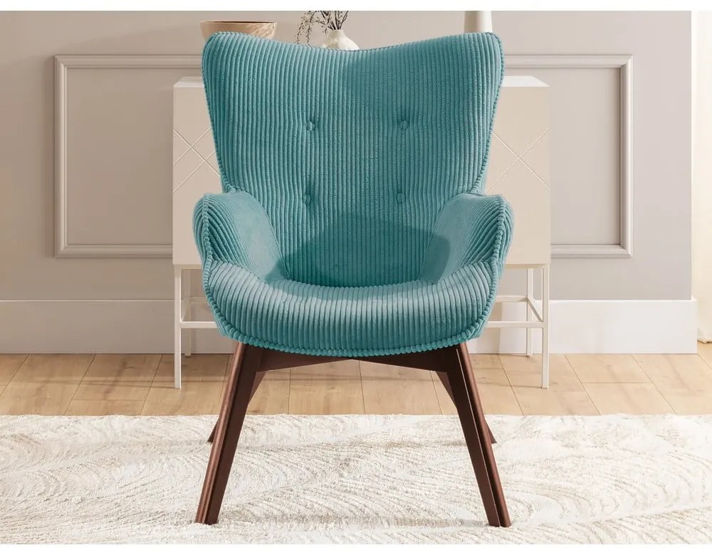 Türkiz kordbársony fotel Niko – Ropez