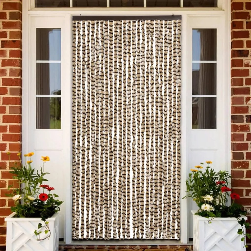 bézs és barna zsenília rovarfüggöny 100 x 220 cm
