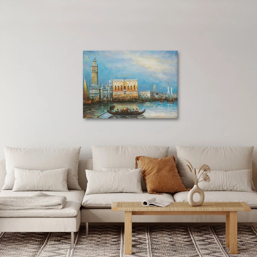 Kép - gondola Velencén áthaladva, olajfestmény (70x50 cm)