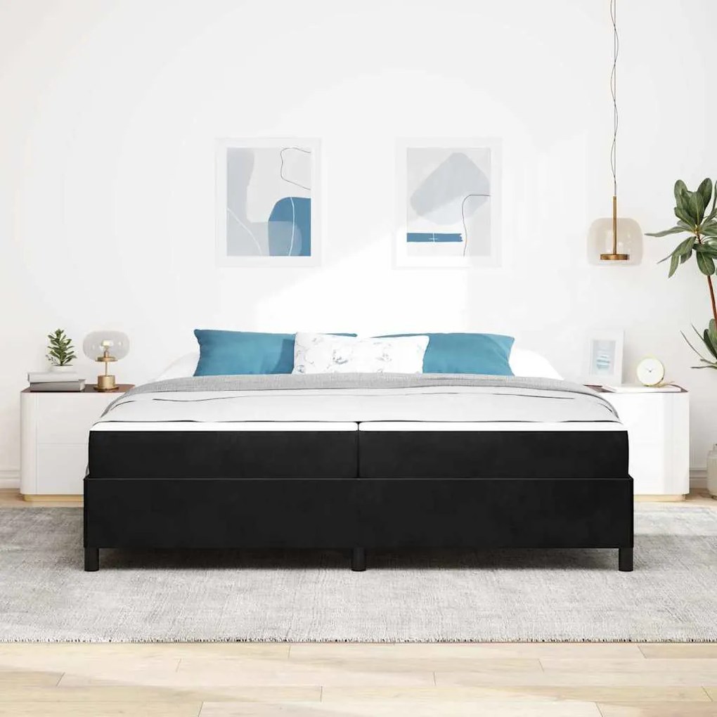 Ágykeret Fekete és fehér és fekete 200 x 200 cm Bársony