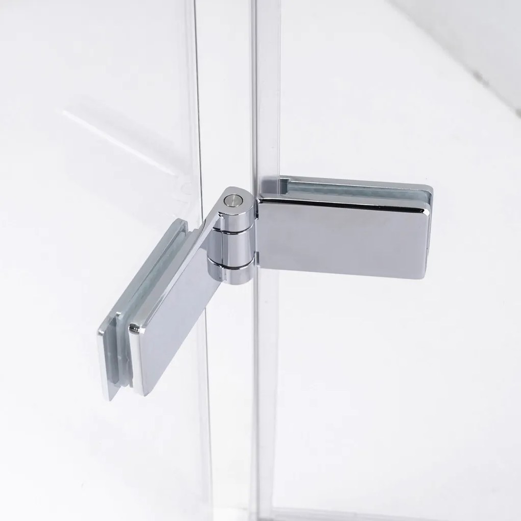 Stuxi Verona 100x100 cm szögletes csuklóajtós zuhanykabin, 6 mm vízlepergető üveggel, króm elemekkel