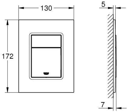 GROHE 37535AL0 - SKATE COSMOPOLITAN S nyomólap, 130 × 172 mm, grafitszínű