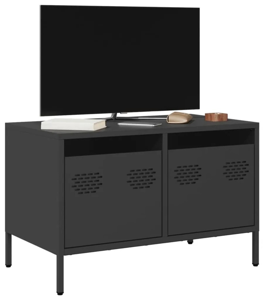 fekete hidegen hengerelt acél TV-szekrény 68 x 39 x 43,5 cm