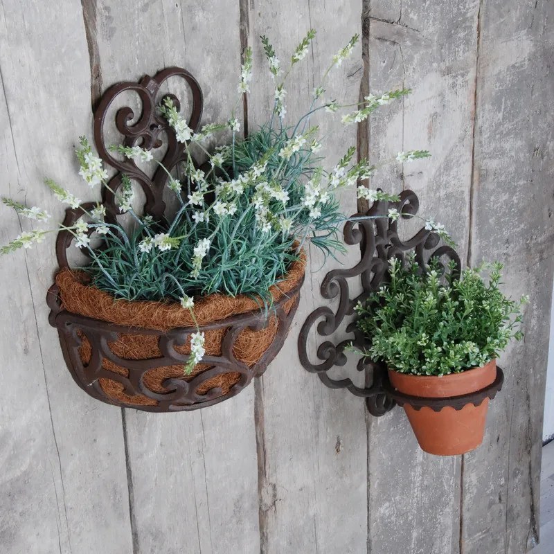 Öntöttvas fali virágtartó kókuszrost betéttel, 29 x 37 cm