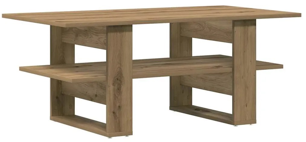 kézműves tölgy színű szerelt fa dohányzóasztal 102 x 55 x 42 cm