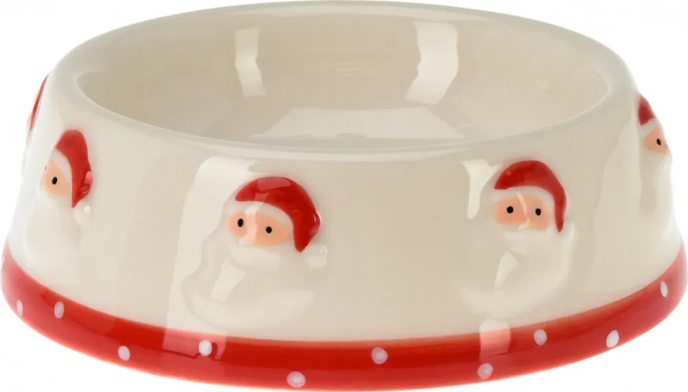 Santa kerámia kutyatál mikulás, mikulás sapka, fenyőfa