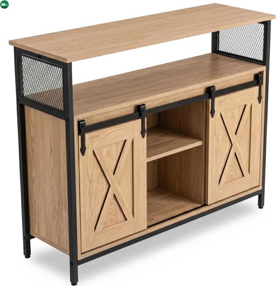 Komoda ARLO 100 cm z Półkami Dąb/Czarny